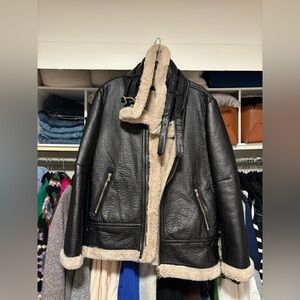 Zara Faux Sherling Leather Moto Jacket